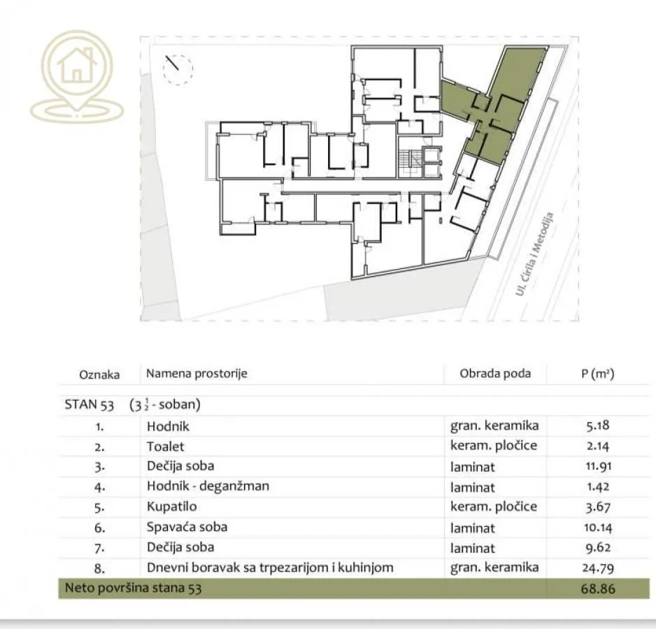 Sale, three bedroom apartment, 69m², Medijana, Niš