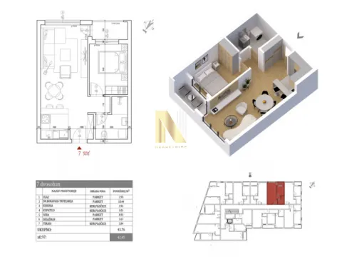 Sale, two bedroom apartment, 42m², Petrovaradin, Novi Sad - image 3