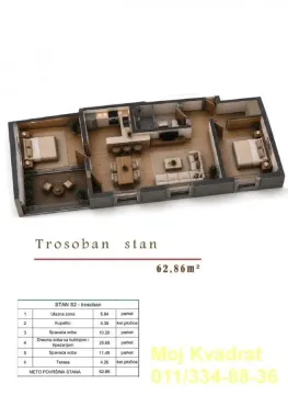 Prodaja, trosoban stan, 63m², Cvetkova Pijaca, Zvezdara Sve Podlokacije - image 3
