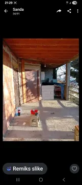 Natkrivena terasa u izgradnji sa betonskim podom i ciglenim zidovima. - image 7