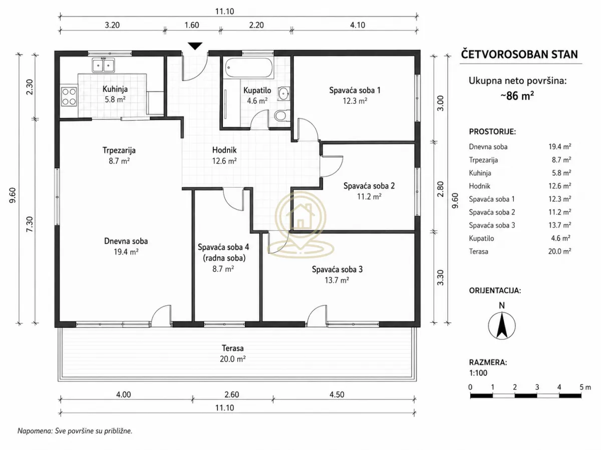 Prodaja, četvorosoban stan, 86m², Vašarište, Kragujevac