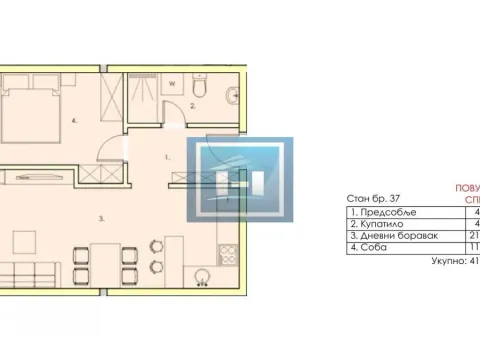 Sale, one bedroom apartment, 41m², Centar, Jagodina