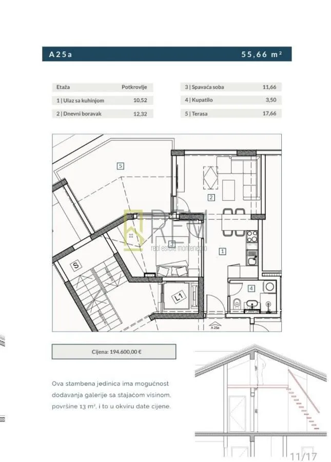 Prodaja, jednosoban stan, 53m², Adok, Budva