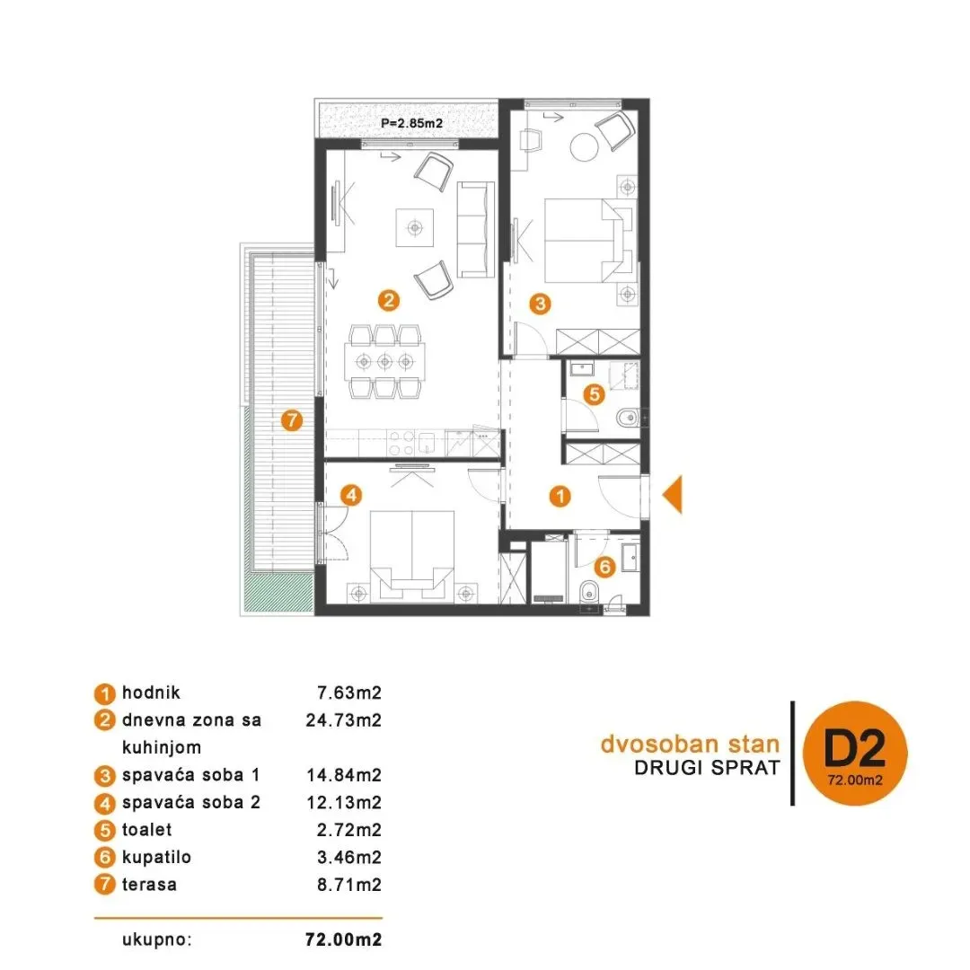 Prodaja, stan, 72m², Tivat, Crna Gora