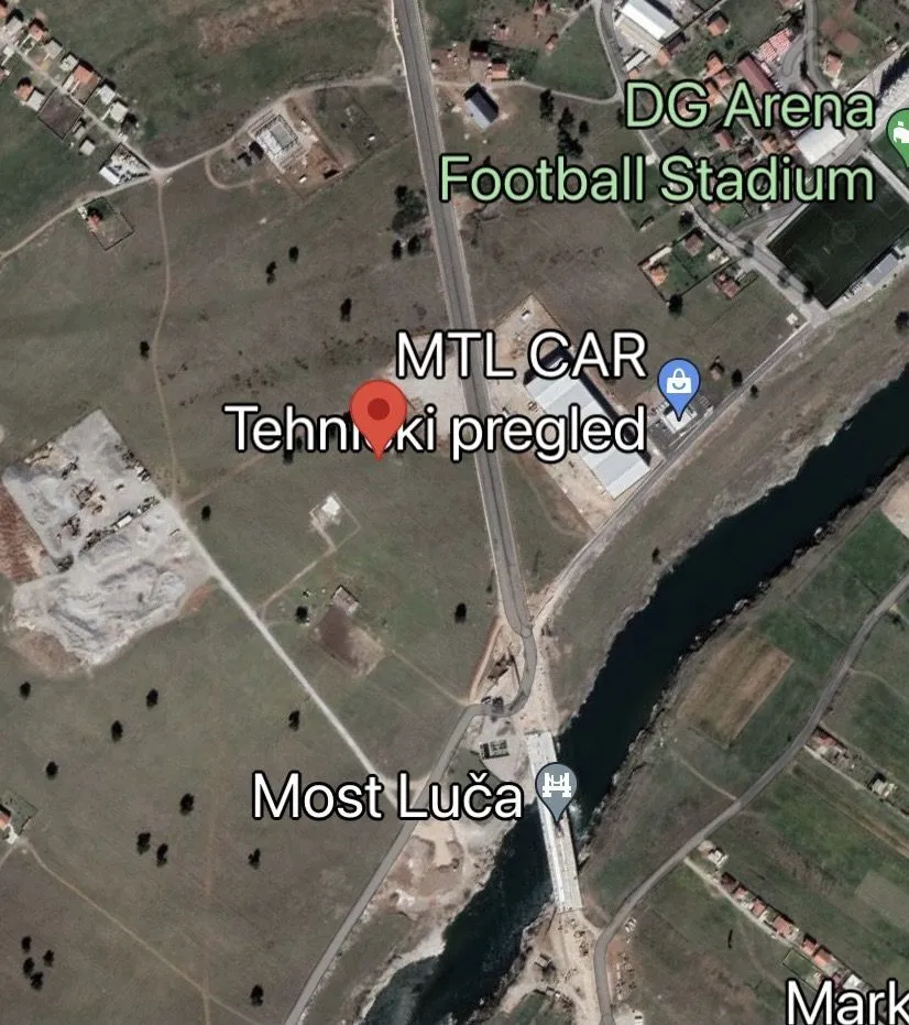 Satelitski snimak lokacije placa u blizini Mosta Luča.
