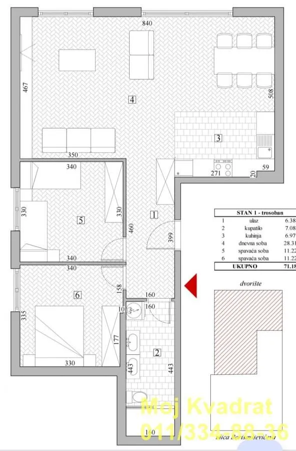 Prodaja, trosoban stan, 71m², Voždovačka Crkva, Voždovac Sve Podlokacije