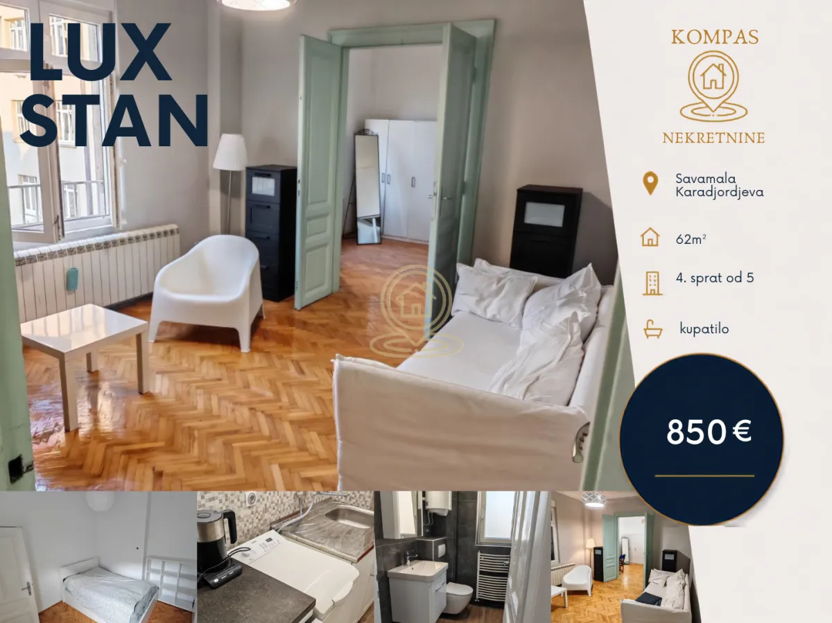 Rent, three bedroom apartment, 62m², Savski Venac, Beograd