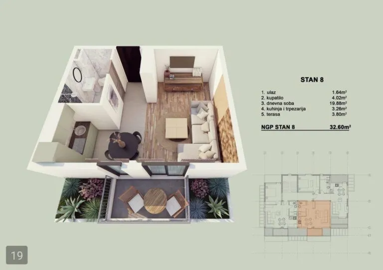 Sale, two bedroom apartment, 41m², Orahovac, Kotor