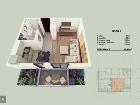 Sale, two bedroom apartment, 41m², Orahovac, Kotor - image 18