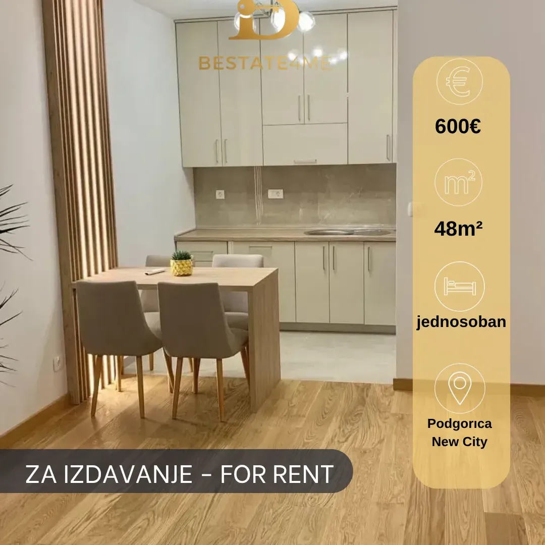 Rent, one bedroom apartment, 48m², New City, Podgorica