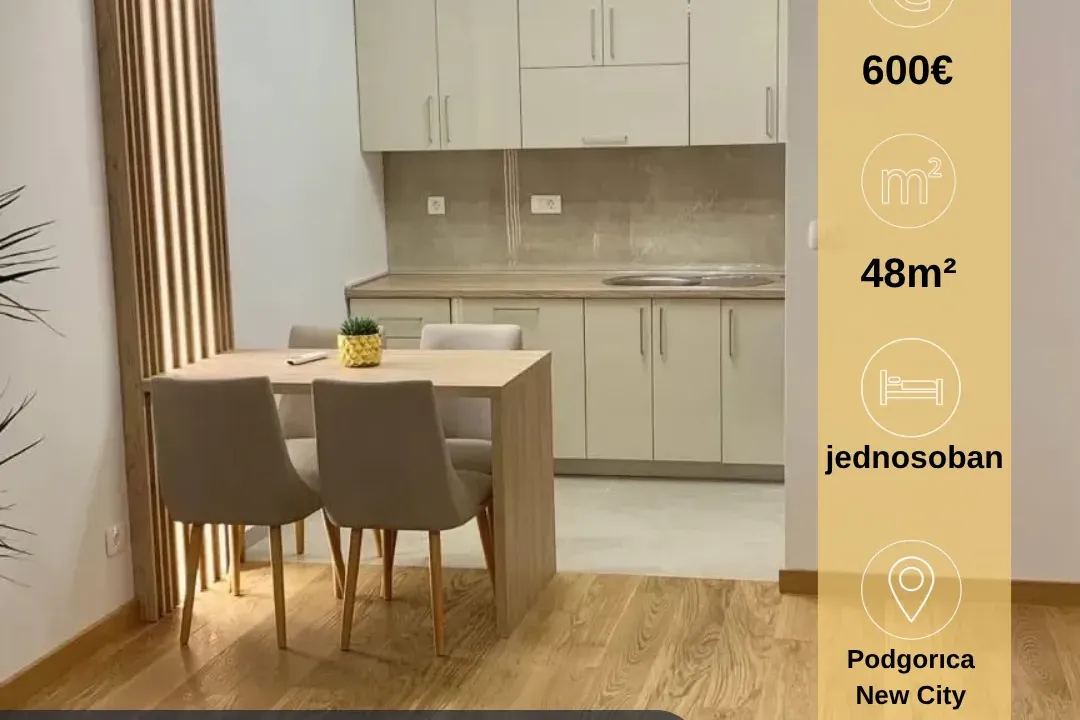 Rent, one bedroom apartment, 48m², New City, Podgorica