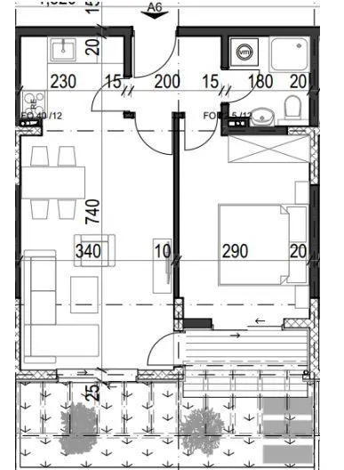 Sale, one bedroom apartment, 46m², Radanovići, Kotor