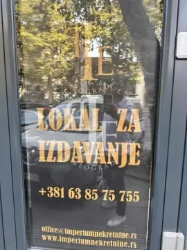 Signage on the commercial space glass with rental information and contact phone number. - image 4