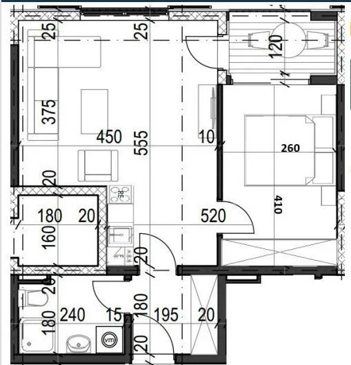 Sale, one bedroom apartment, 43m², Radanovići, Kotor