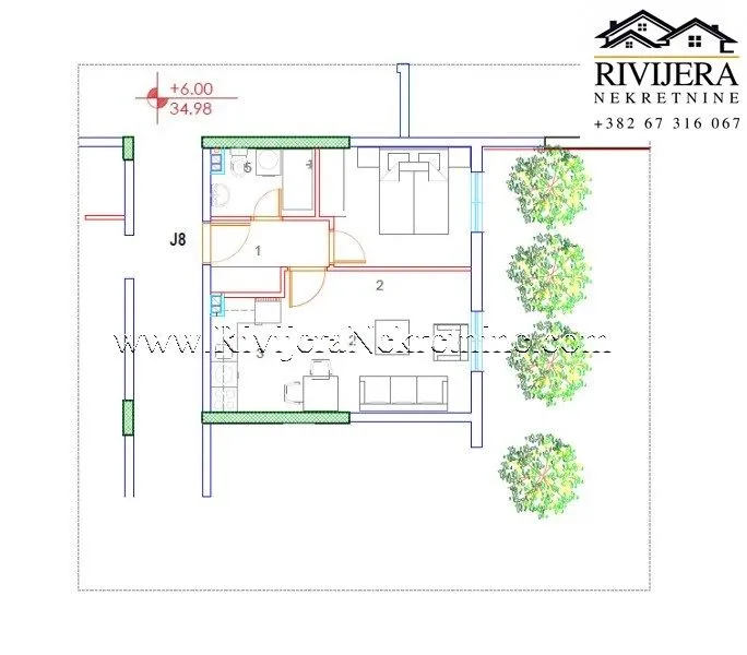 Prodaja, jednosoban stan, 35m², Dobrota, Kotor