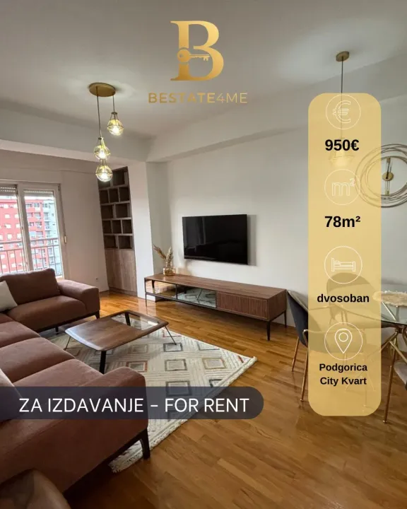 Rent, two bedroom apartment, 78m², City Kvart, Podgorica