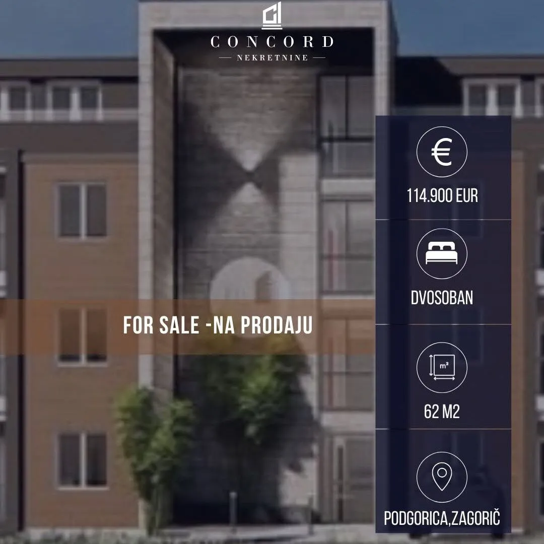 Prodaja, dvosoban stan, 62m², Zagorič, Podgorica