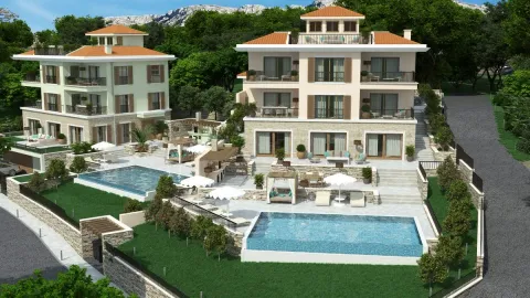3D vizuelizacija modernih vila sa bazenima i uređenim dvorištem. - image 3