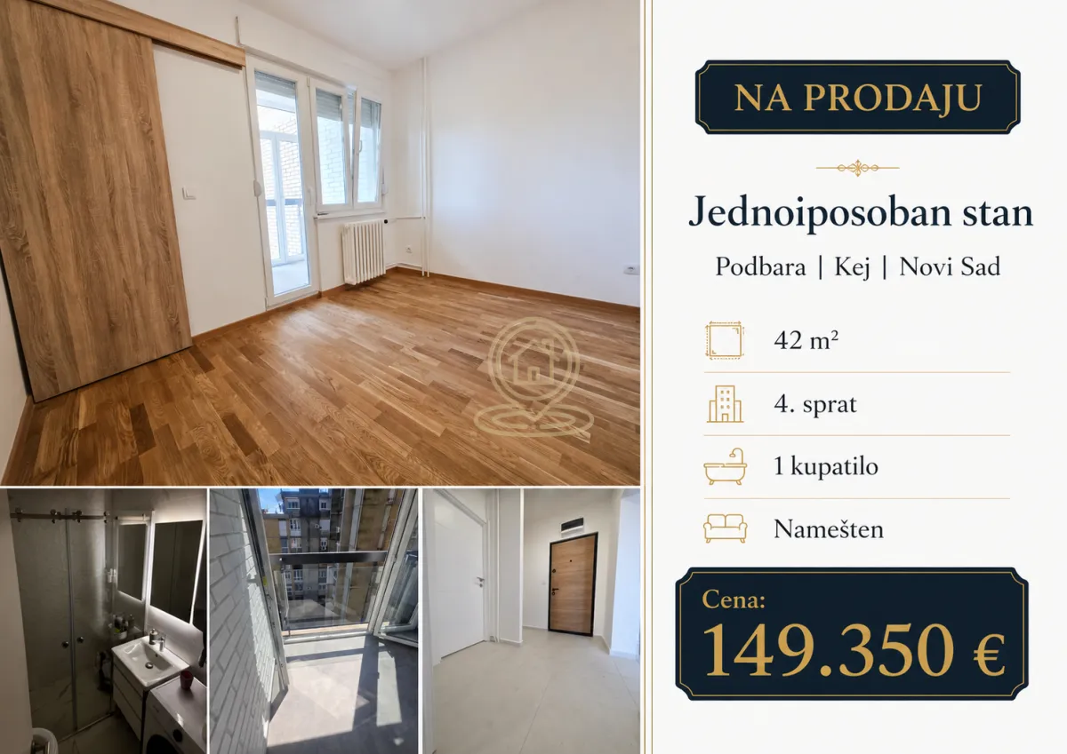 Prodaja, jednosoban stan, 42m², Podbara, Novi Sad Sve Podlokacije