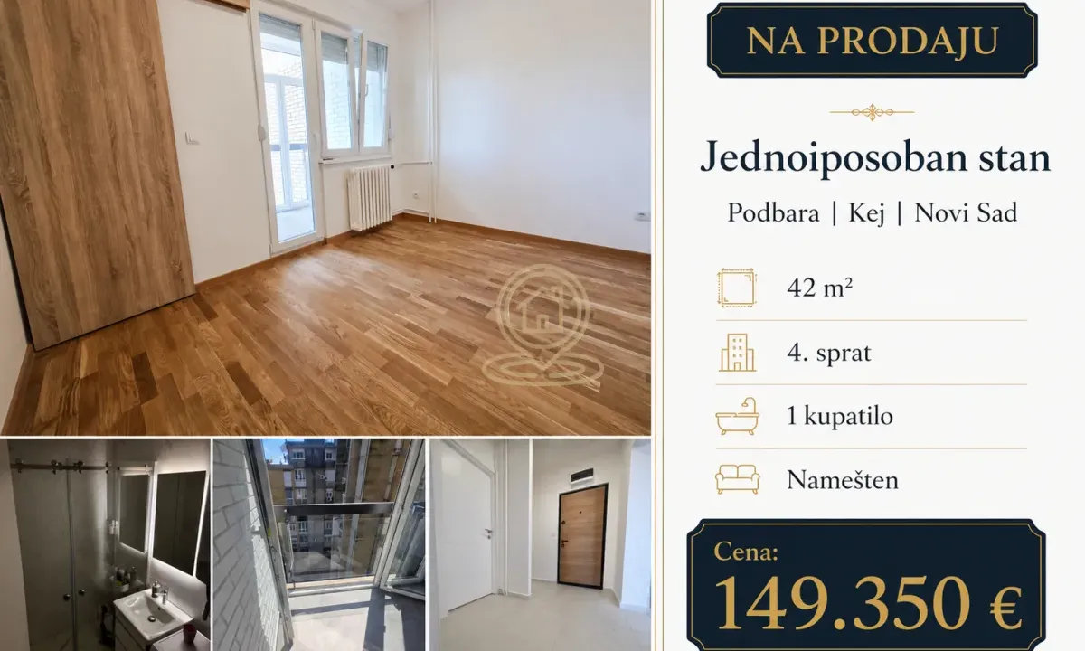 Prodaja, jednosoban stan, 42m², Podbara, Novi Sad Sve Podlokacije