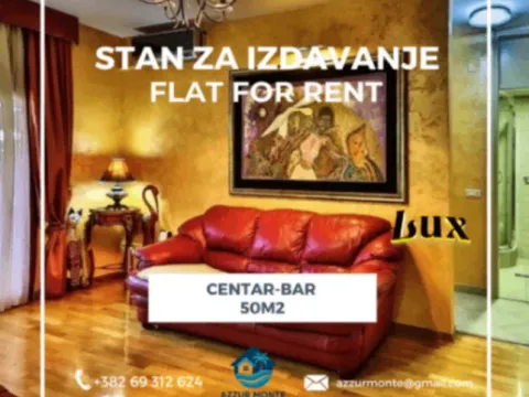 Izdavanje, jednosoban stan, 50m², Centar, Bar - image 1