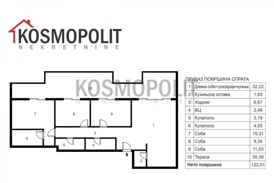 Sale, four bedroom apartment, 122m², Centar, Pančevo