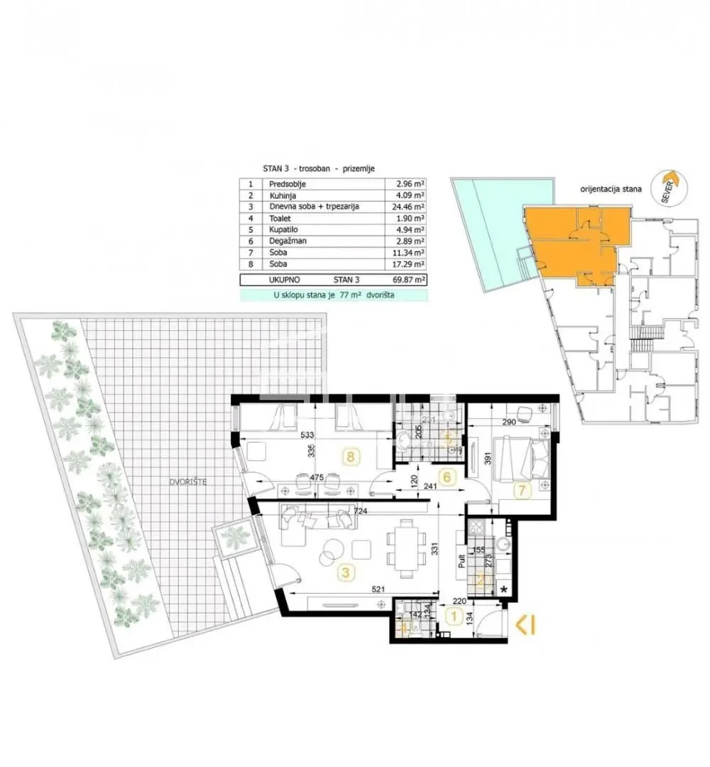 Prodaja, trosoban stan, 69m², Cerak, Beograd