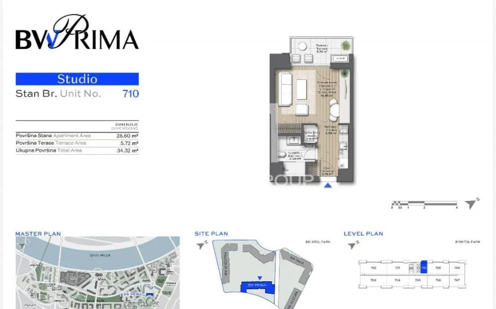 Sale, one bedroom apartment, 34m², Savski Venac, Beograd