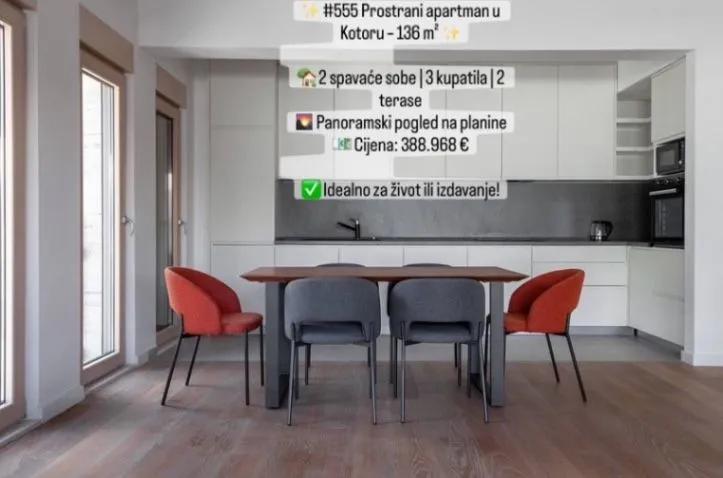 Sale, two bedroom apartment, 136m², Kotor, Crna Gora