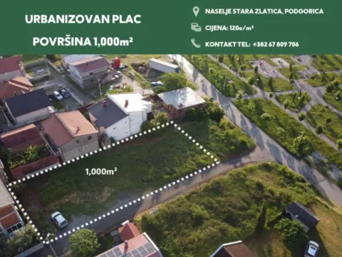 Sale, land lot, 1000m², Zlatica, Podgorica