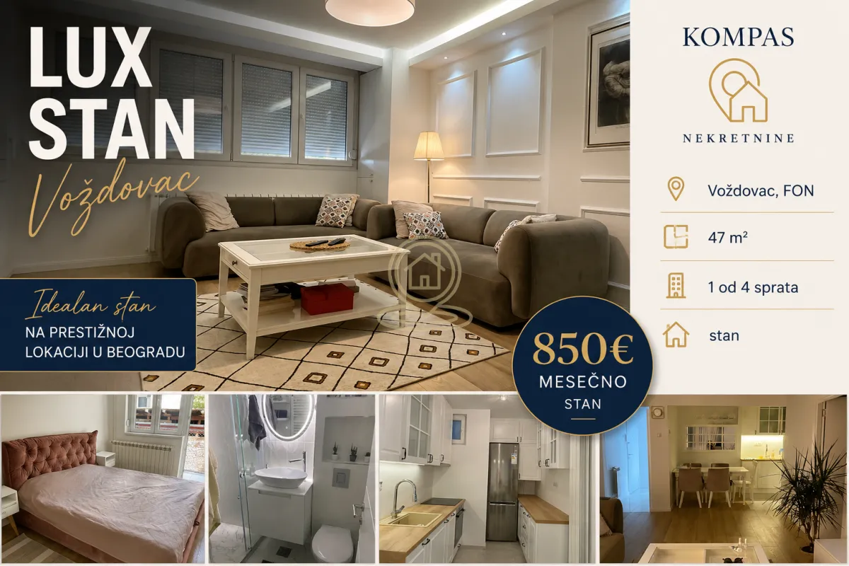 Rent, two bedroom apartment, 47m², Voždovac Sve Podlokacije, Beograd