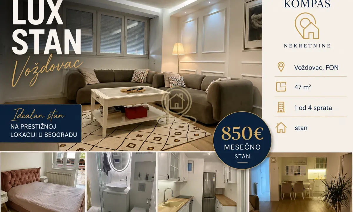 Rent, two bedroom apartment, 47m², Voždovac Sve Podlokacije, Beograd