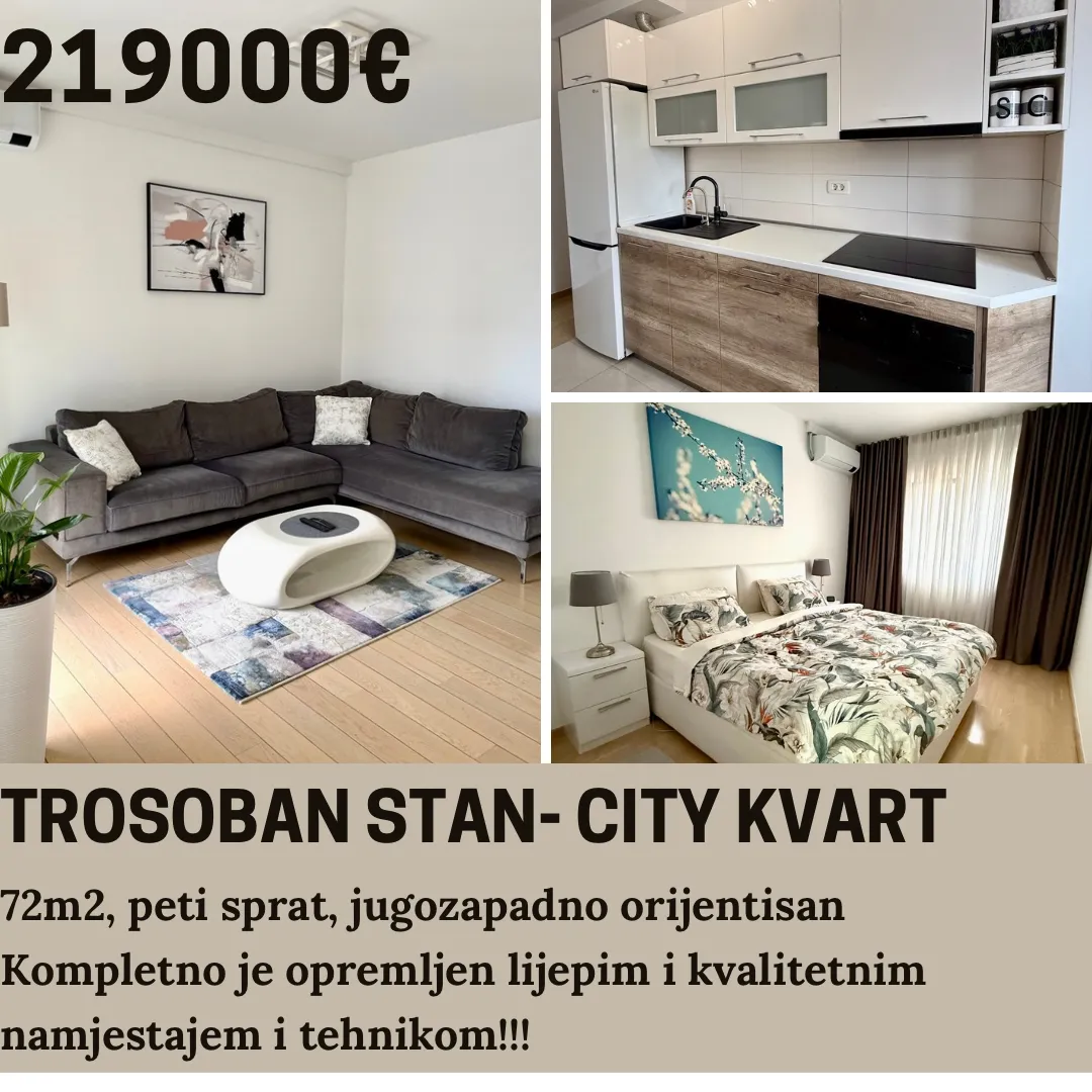 Prodaja, trosoban stan, 72m², City Kvart, Podgorica