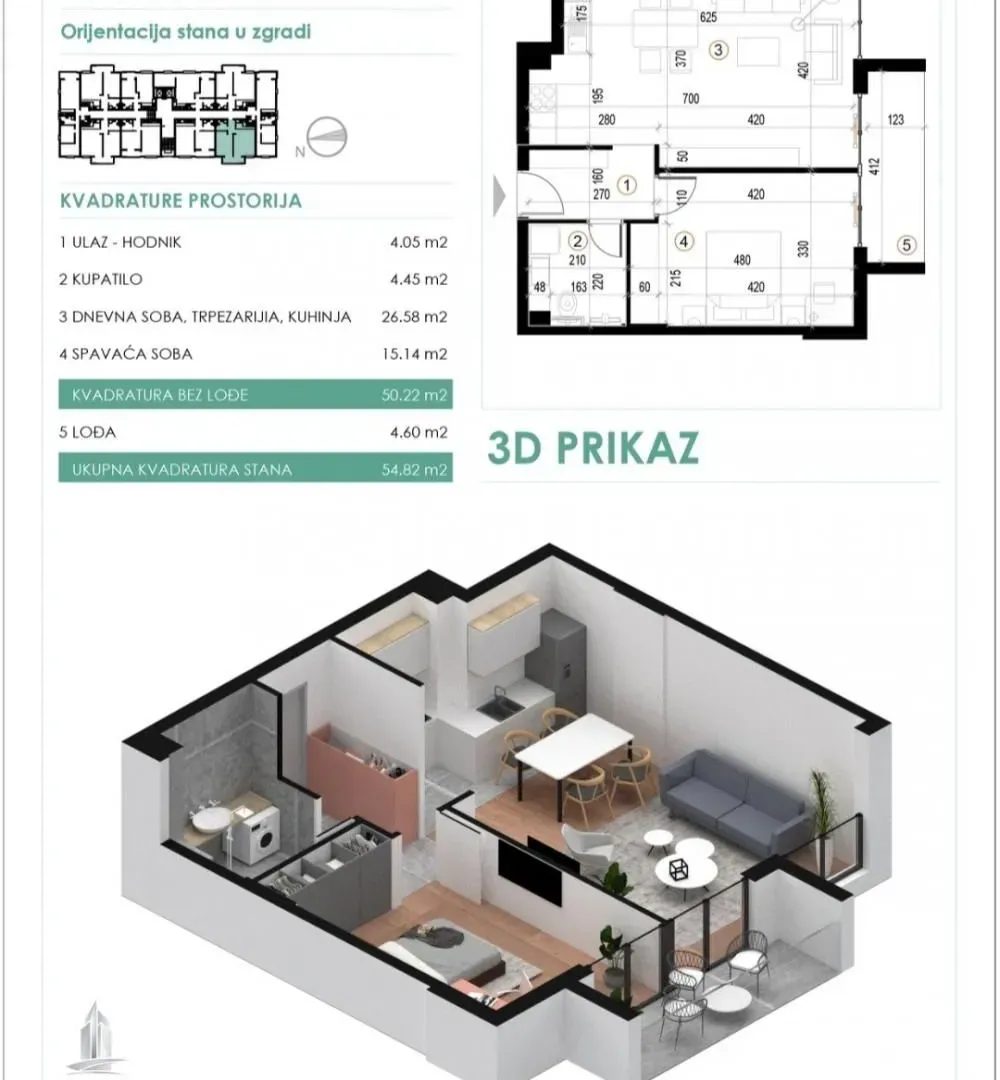 Sale, two bedroom apartment, 55m², Voždovac Sve Podlokacije, Beograd