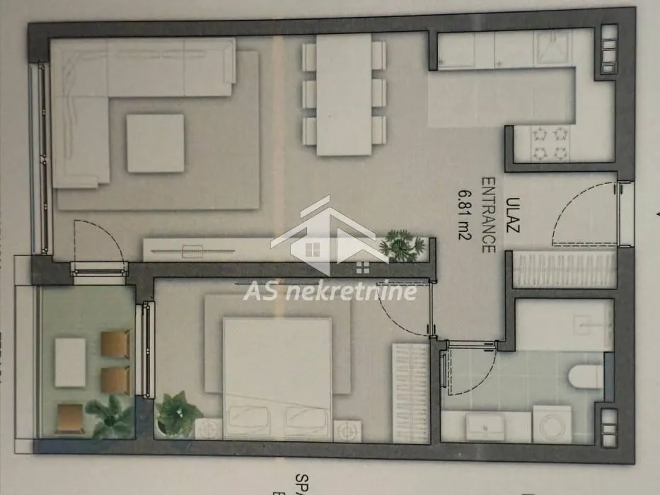 Rent, two bedroom apartment, 57m², Novi Beograd Blok 65, Novi Beograd Sve Podlokacije