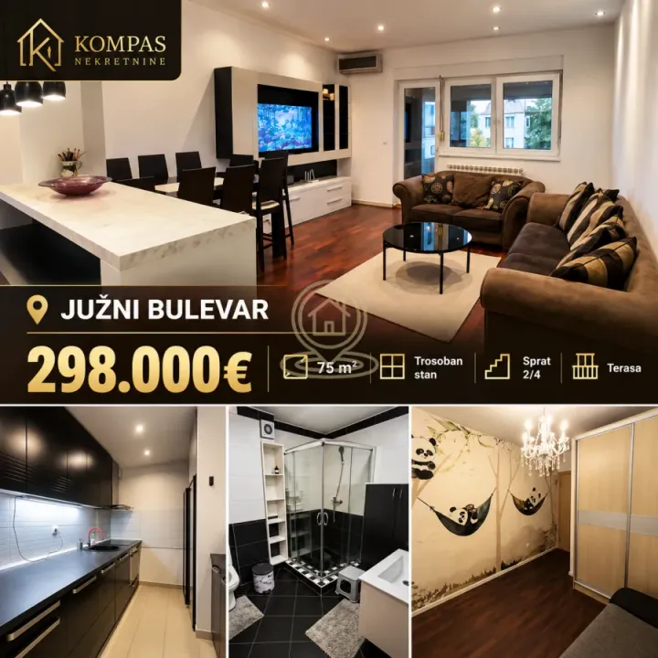 Prodaja, trosoban stan, 75m², Južni Bulevar, Vračar Sve Podlokacije