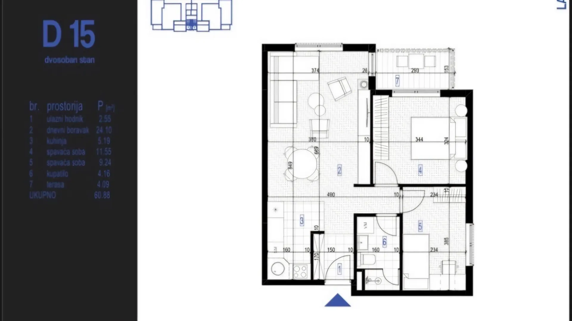 Prodaja, dvosoban stan, 61m², Zabjelo, Podgorica