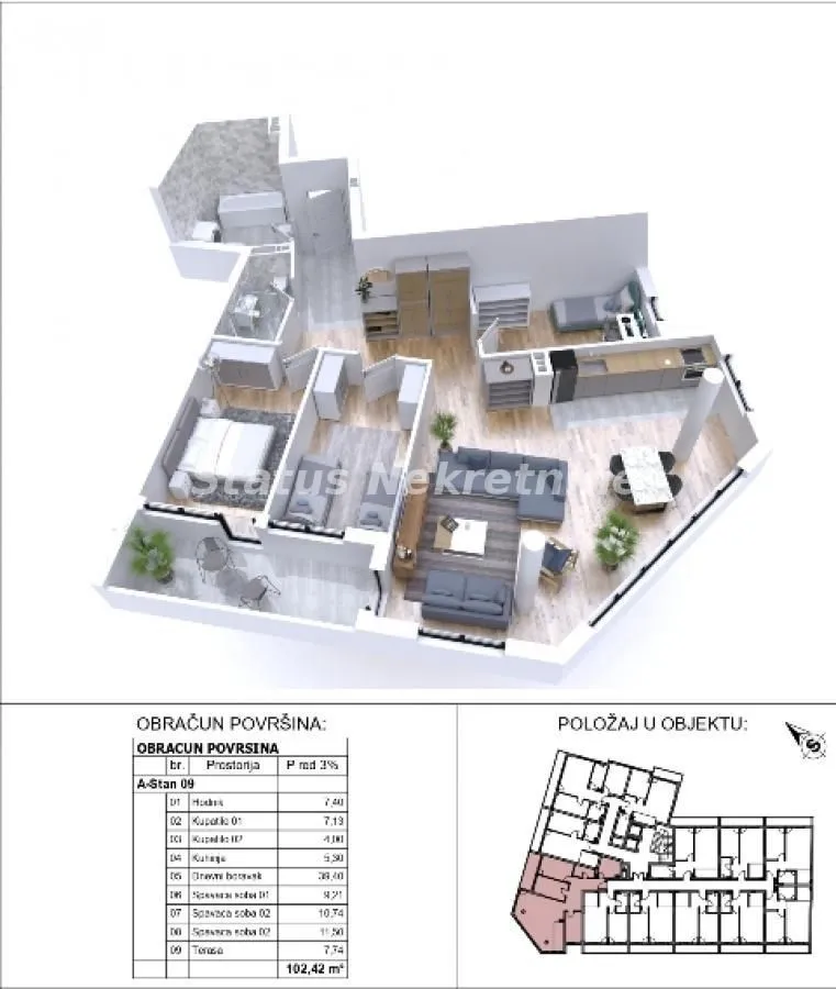 Sale, four bedroom apartment, 102m², Sajmište, Novi Sad