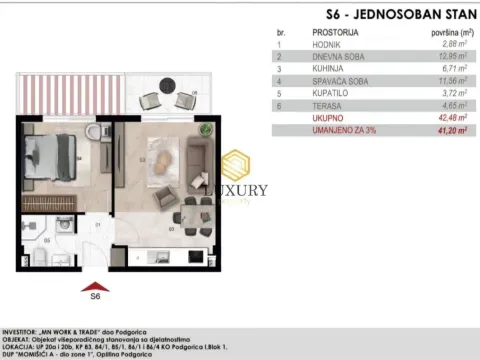 Sale, one bedroom apartment, 41m², Momišići, Podgorica - image 7