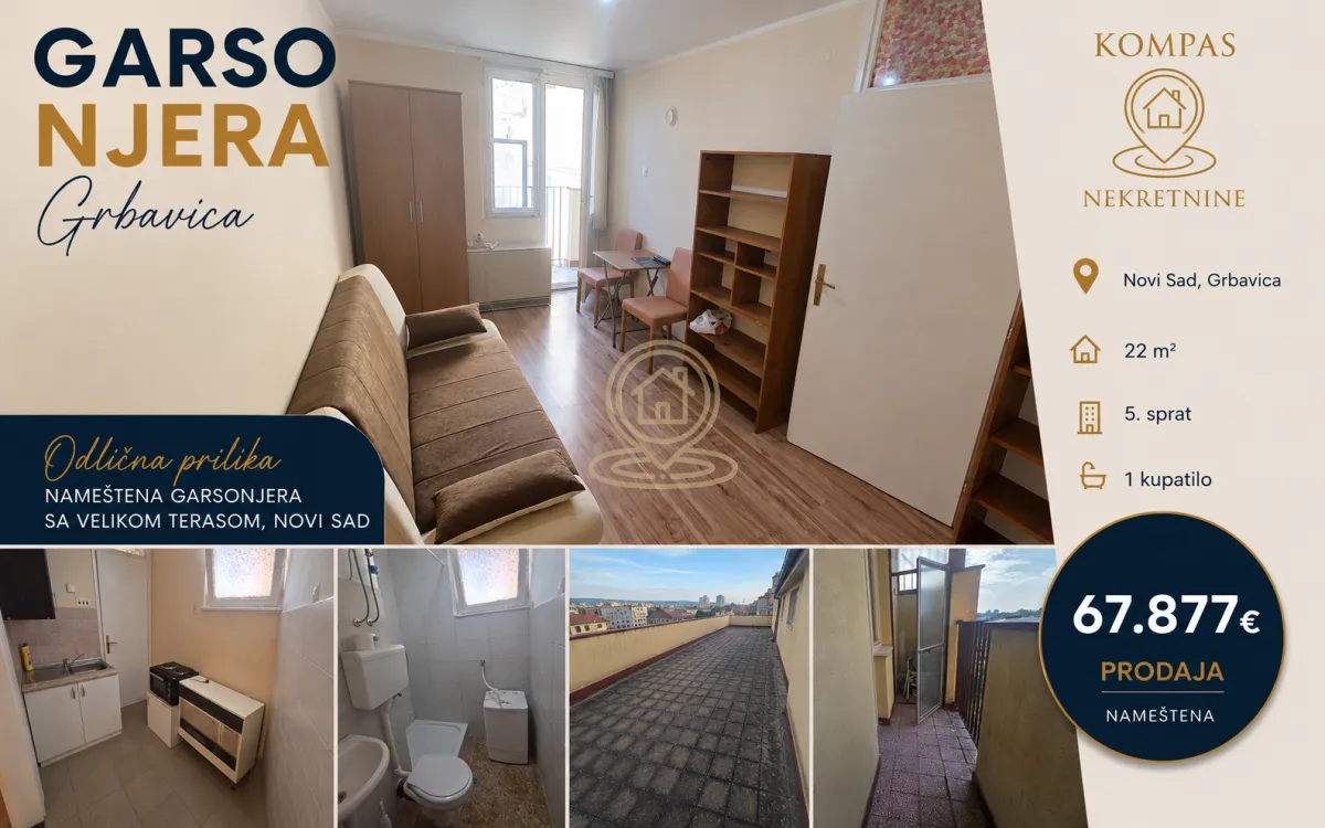 Prodaja, jednosoban stan, 22m², Grbavica, Novi Sad Sve Podlokacije