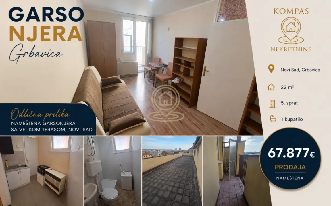 Prodaja, jednosoban stan, 22m², Grbavica, Novi Sad Sve Podlokacije