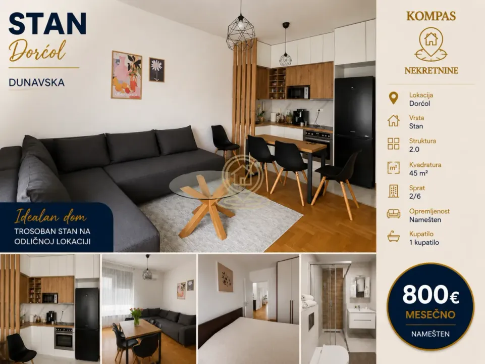 Rent, two bedroom apartment, 45m², Stari Grad, Beograd