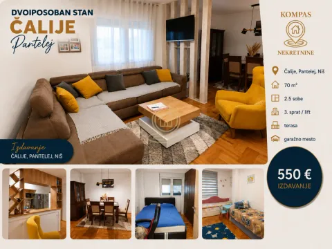 Izdavanje, dvosoban stan, 70m², Pantelej, Niš - image 1