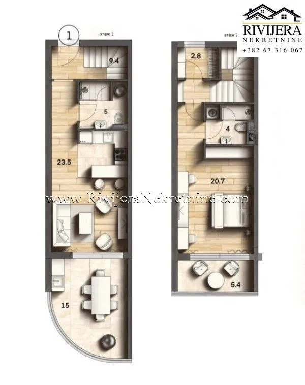 Sale, one bedroom apartment, 83m², Tivat, Crna Gora