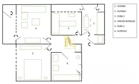 Crtež osnove stana sa rasporedom prostorija. - image 16