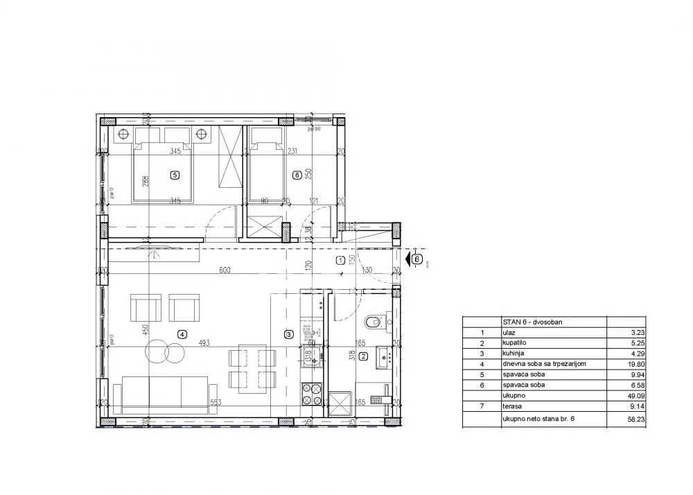 Sale, two bedroom apartment, 58m², Lekino Brdo, Voždovac Sve Podlokacije