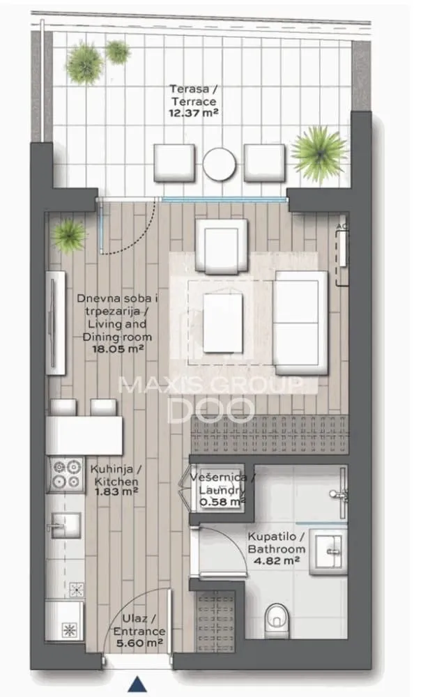 Sale, one bedroom apartment, 41m², Savski Venac, Beograd