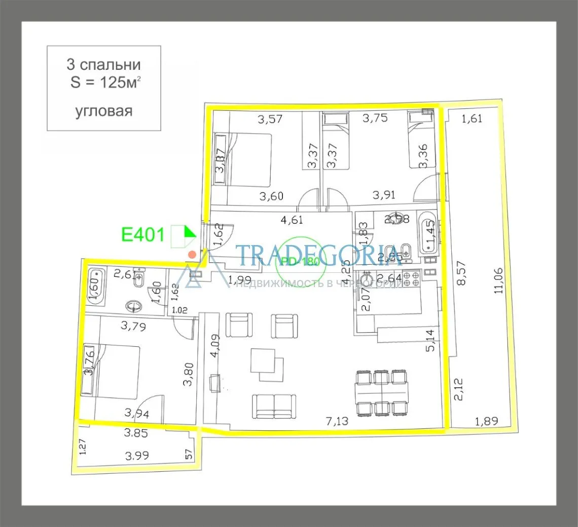 Prodaja, trosoban stan, 125m², Budva, Crna Gora