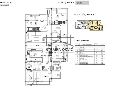 Prodaja, trosoban stan, 74m2, Adice, Novi Sad, Novi Sad