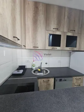Kitchen with wooden cabinetry, dark countertops, and a sink. - image 10
